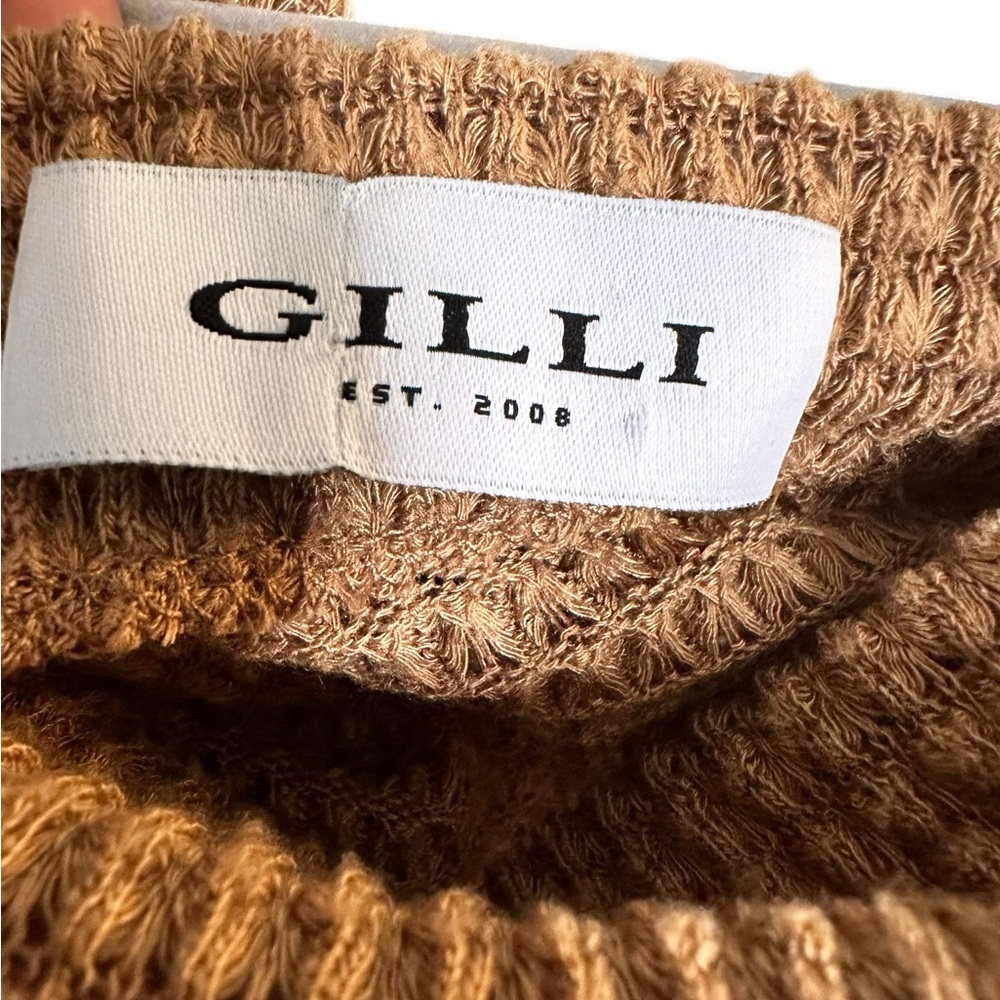 🔴 5 for $40 SALE! 
Gilli Brown Waffle Textured Light Weight Front Knot Top sz S - Picture 2 of 13